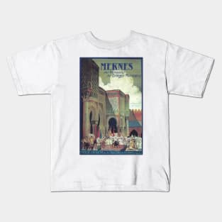 French travel poster for Meknes, Morocco Kids T-Shirt